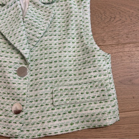 Zara Tweed Short Textured Waistcoat Vest - Picture 5 of 11